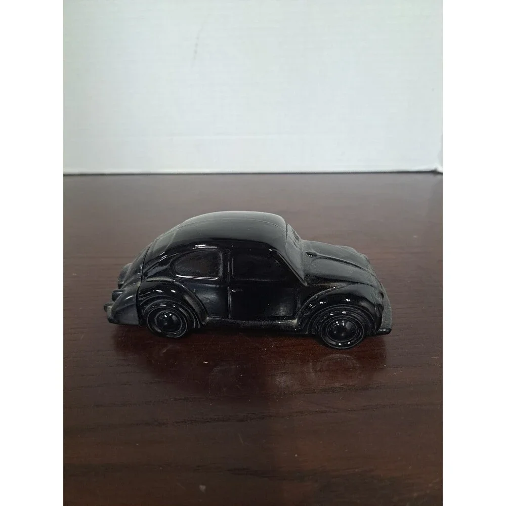 Vintage Black Volkswagen Bug Glass Avon Bottle - Empty